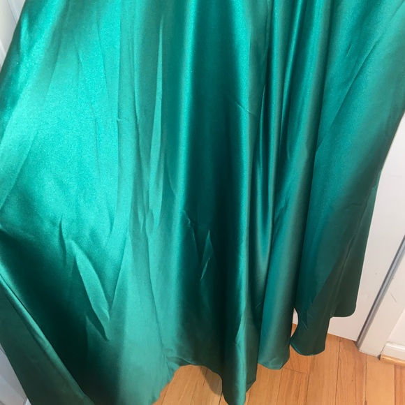 Women's Halter Spaghetti Straps Satin High-Low Floor Length Formal Dress - Picture 6 of 9